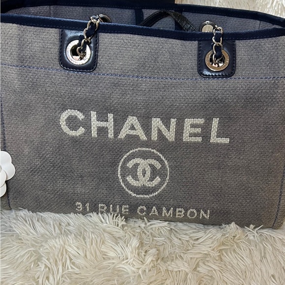 SOLD Authentic CHANEL Small Deauville Shopping Tote - Picture 2 of 9
